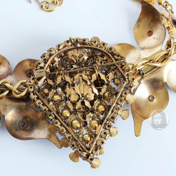 Vintage Butterfly & Berry Necklace Rhinestones Florals By Stephanie Lake Design - Picture 14 of 14